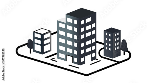 Office building icon representing business, corporate company and commercial real estate. Symbol of headquarters, enterprise, organization and urban architecture