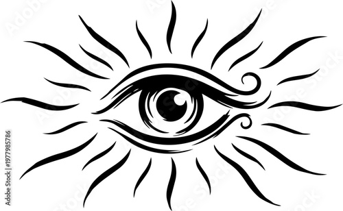 Mystic Celestial Eye With Stars And Cosmic Rays