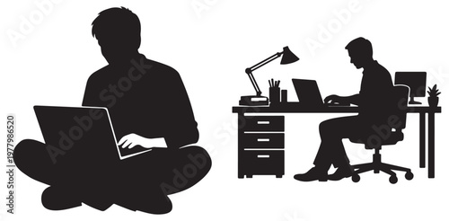 Comparing informal and formal workstation setups with laptops and desks