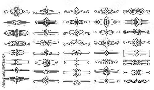 Assortment of abstract ornamental dividers and decorative line elements