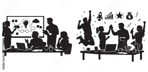 Transformation from brainstorming to celebration in a team environment