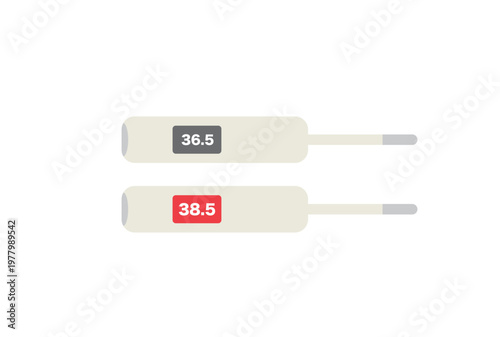 平熱と高熱の電子体温計のセット