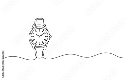 Continuous line drawing of a wristwatch