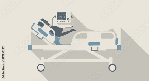 Patient in hospital bed with vital signs monitor