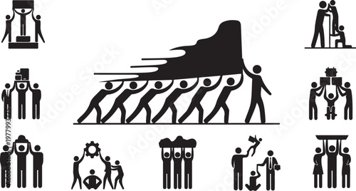 Teamwork and collaboration concept with people working together in harmony