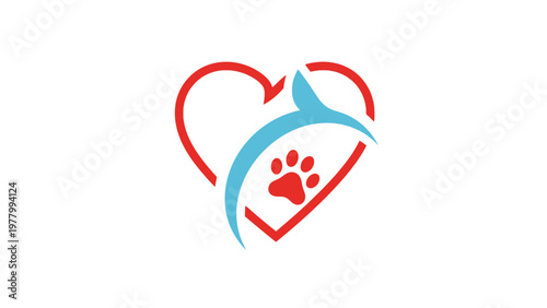 Animal Love Heart Symbol Icon Graphic.