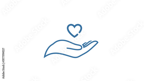 Hand holding heart symbol icon.