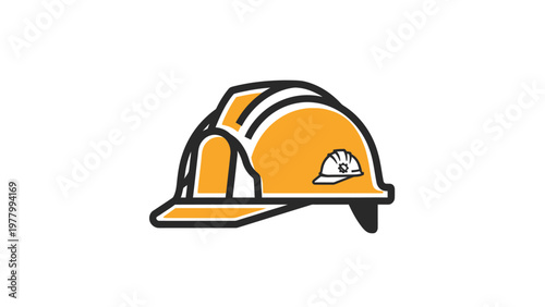 Construction worker safety hard hat icon.
