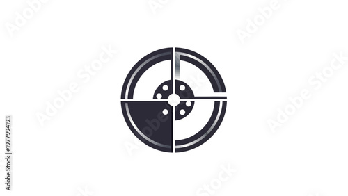 Black and white target symbol icon.