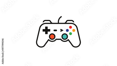 Colorful video game controller icon.