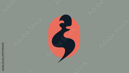 Pregnant Woman Silhouette Against Sunset.