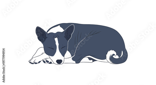 Sleeping Dog Illustration, Relaxed Canine Napping Peacefully