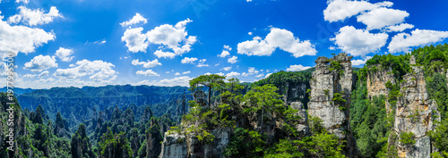 Sandstone pillars in Zhangjiajie National Forest Park, China. Inspiration for Avatar mountains, UNESCO World Heritage Site.