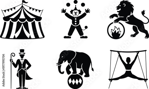 Circus Silhouette Icon Carnival Tent Outline Design