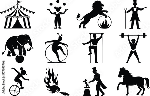 Circus Silhouette Icon Carnival Tent Outline Design