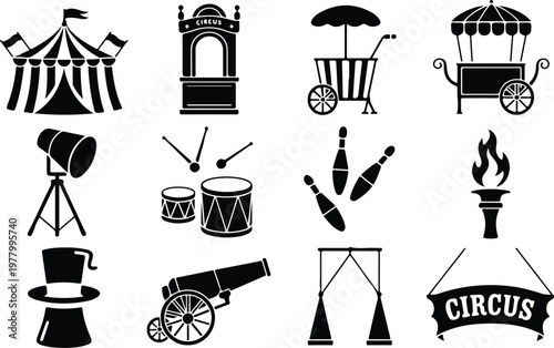 Circus Silhouette Icon Carnival Tent Outline Design