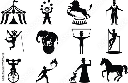 Circus Silhouette Icon Carnival Tent Outline Design