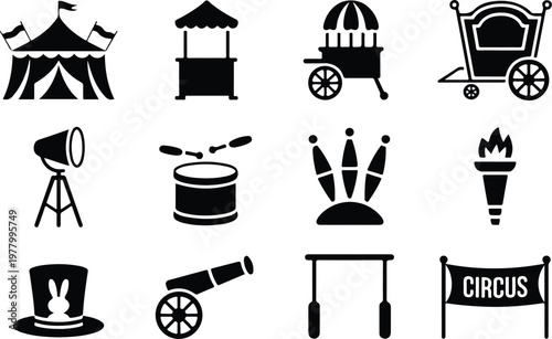 Circus Silhouette Icon Carnival Tent Outline Design