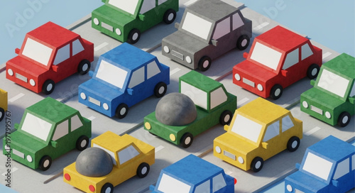 Colorful Miniature Cars Arranged in Rows.