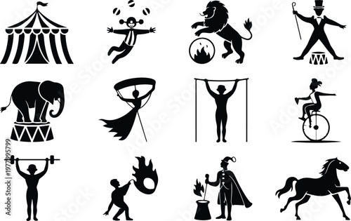Circus Silhouette Icon Carnival Tent Outline Design