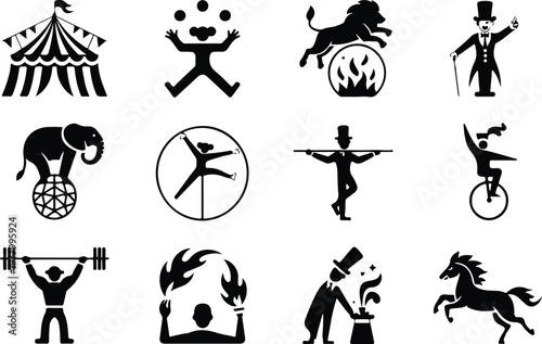 Circus Silhouette Icon Carnival Tent Outline Design