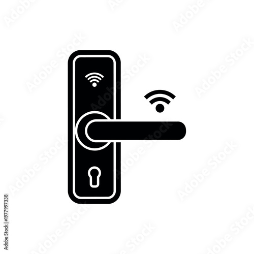 Smart Door Lock Icon with WiFi Signal.