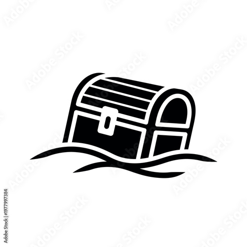 Treasure Chest Icon on Sand.