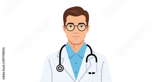 Doctor, male doctor, physician illustration, medical professional, cartoon doctor