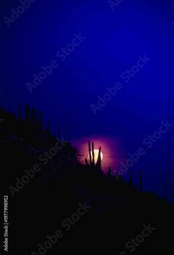Sunset in Mexico near hills