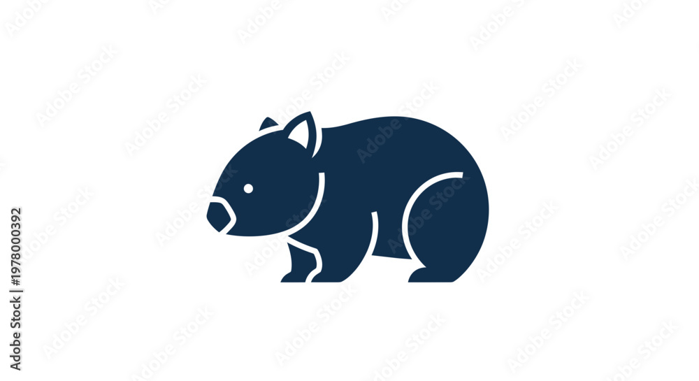 Fototapeta premium Wombat Icon, Cute Australian Marsupial, Simple Vector Illustration