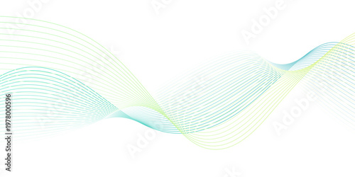 Abstract green energy wave gradient blend line technology business waves flow background. minimal paper grid web smooth line. digital vector web soundwave pattern texture.