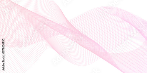 Dynamic minimal smoke sound line. Abstract glowing  pinke blend line smooth flow soundwave curve energy gradient vector futuristic digital outline line science design.