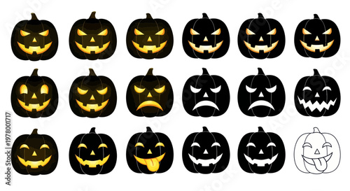 Halloween Pumpkin Faces Collection: Spooky, Scary, and Funny Carvings