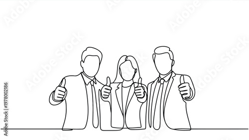 Diverse group of business team members show positive affirmation with unanimous thumbs up gesture