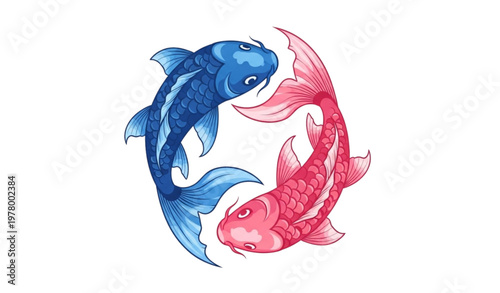 Elegant koi carp pair vector design inspired by Asian festive symbolism