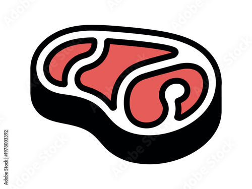 Stylized Red Meat Illustration with Black Background
