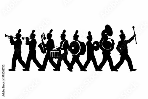 Silhouette of Marching Band