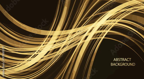 Golden abstract wavy lines creating a dynamic and flowing background with a sense of movement and energy.