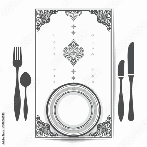 Elegant table setting with plate and utensils.