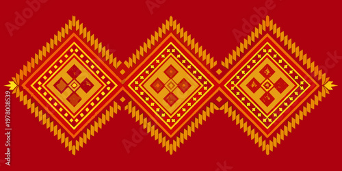 Traditional Lao Silk Geometric Textile Motif