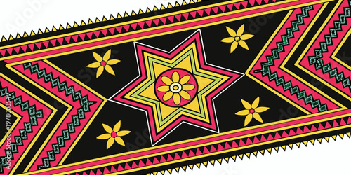 Neon Geometric Tribal Star Embroidery