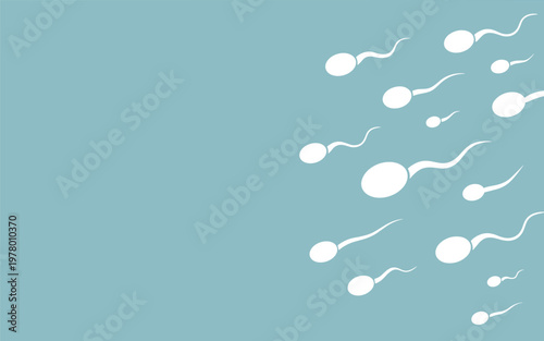 Sperm Cells Swimming in Blue Liquid Environment Close Up