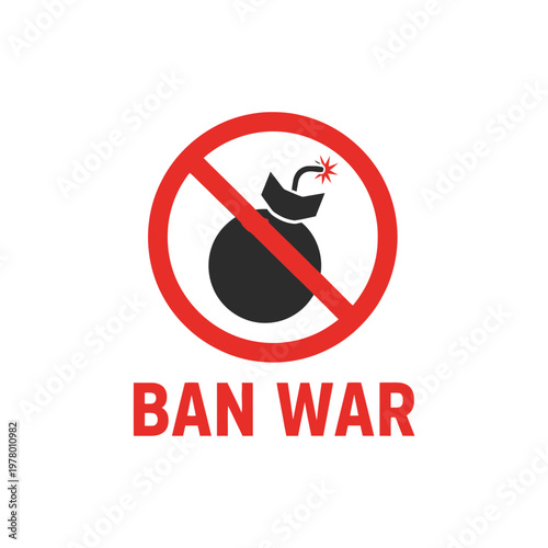Ban War Symbol: No Bomb Icon with Text "BAN WAR"