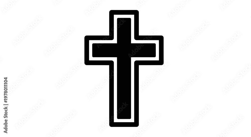 Fototapeta premium Christian Cross Icon Silhouette, Religious Symbol, Faith and Spirituality
