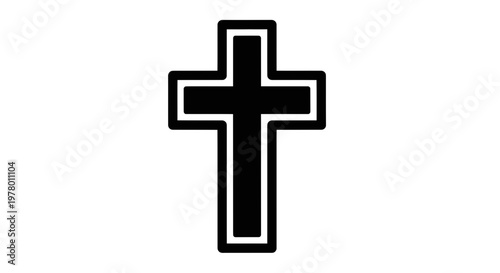 Christian Cross Icon Silhouette, Religious Symbol, Faith and Spirituality