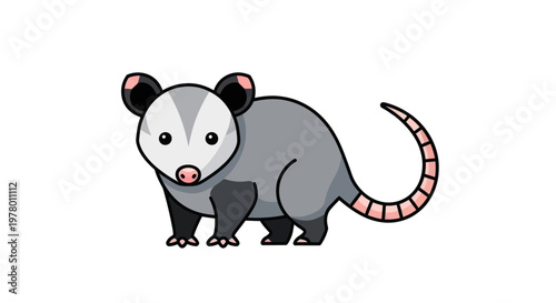 Cute Cartoon Opossum Illustration