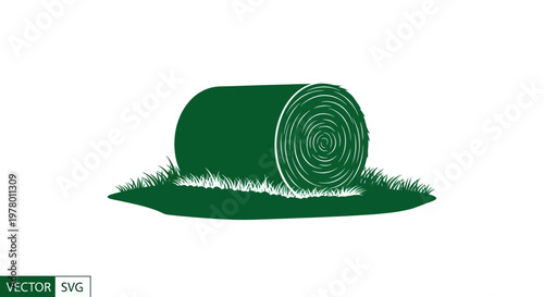 Rolled sod grass bale on white background, illustration