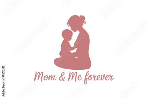 A heartwarming logo of a mother and child in a loving embrace forever