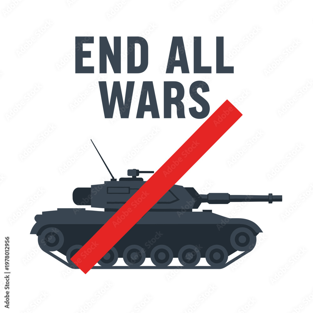 Obraz premium End All Wars - Tank with Red Bar Symbolizing Peace