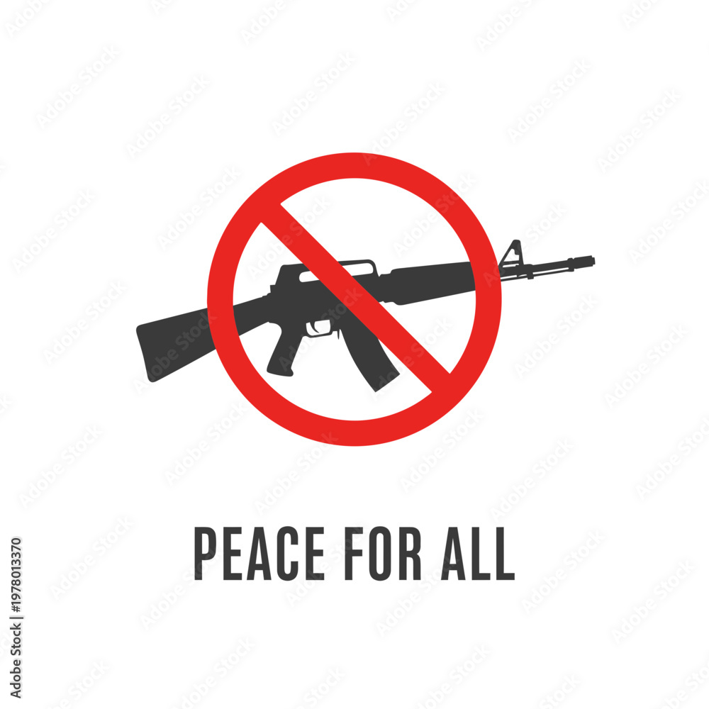 Obraz premium No Guns Sign, Peace Symbol, Stop Violence, Anti-War, Protest, Vector Illustration